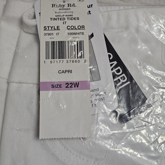 Ruby Rd. Pants - Ruby Rd. Women's Jeans Pant Plus Size 22W Fits 3X/XXXL White Pull-on Capri New